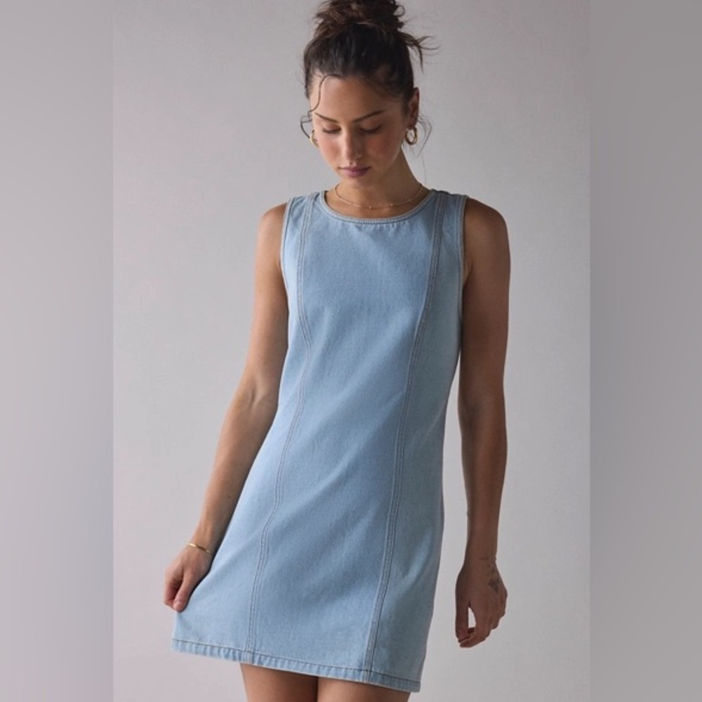 BDG UO Maisie High-Neck Denim Shift Mini Dress